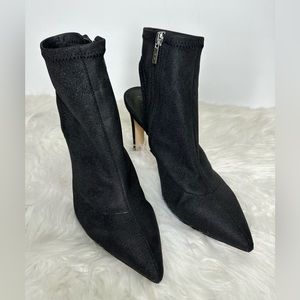 Jewel Badgley Mischka Sondra Open Heel Pointy Toe Booties.  EUC!